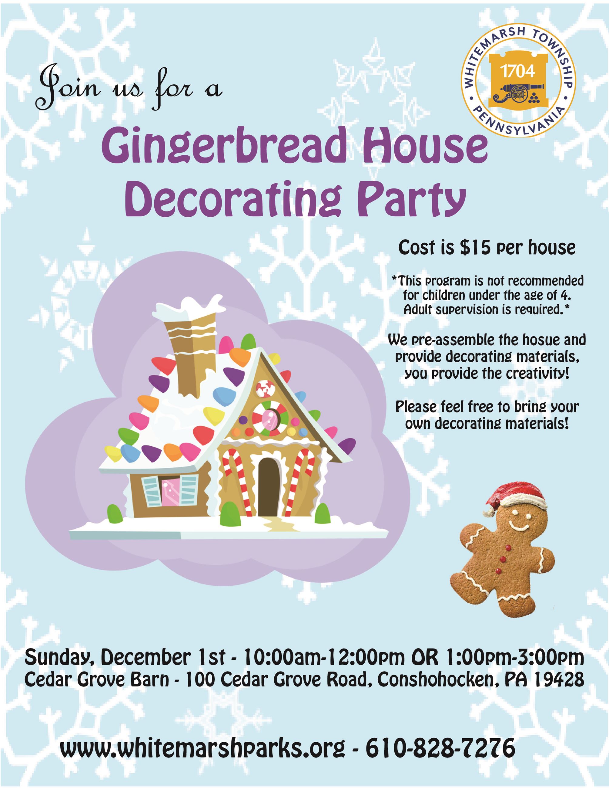 Gingerbread House Decorating Party event flyer