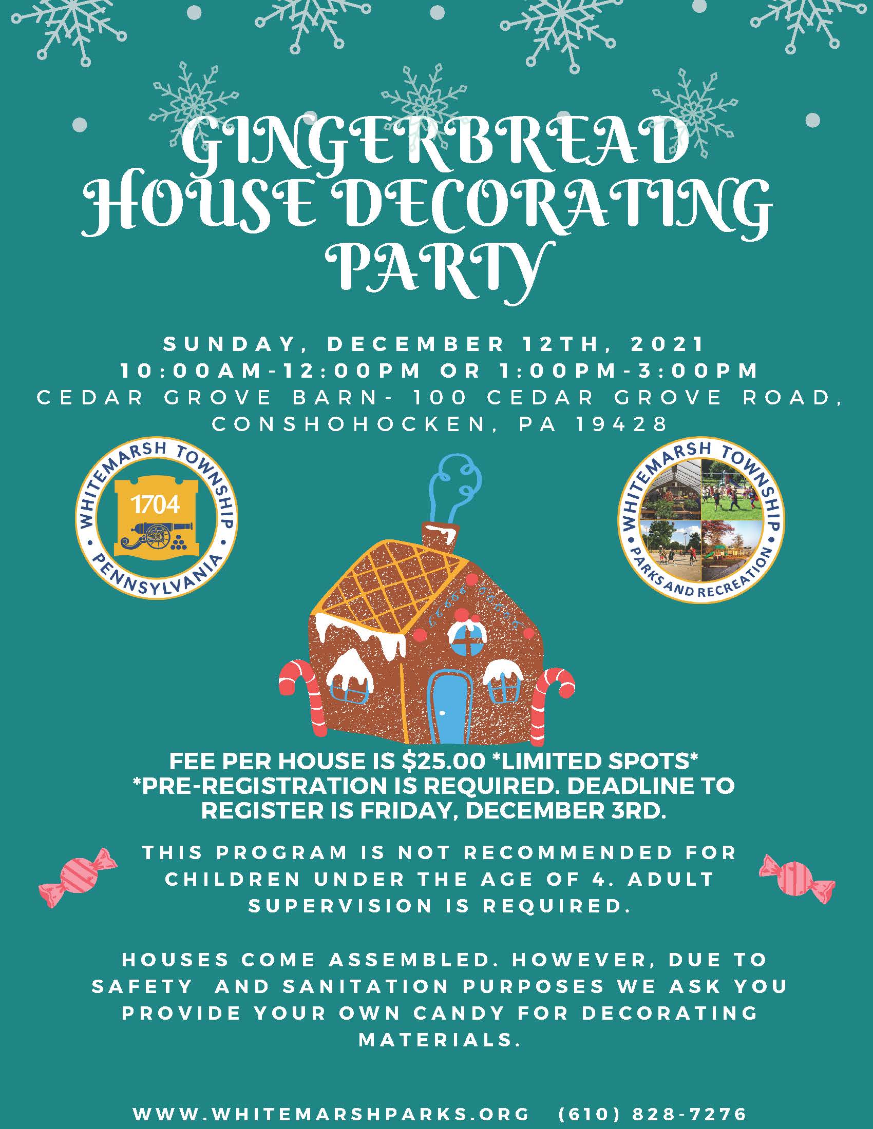 Gingerbread House Decorating Party event flyer