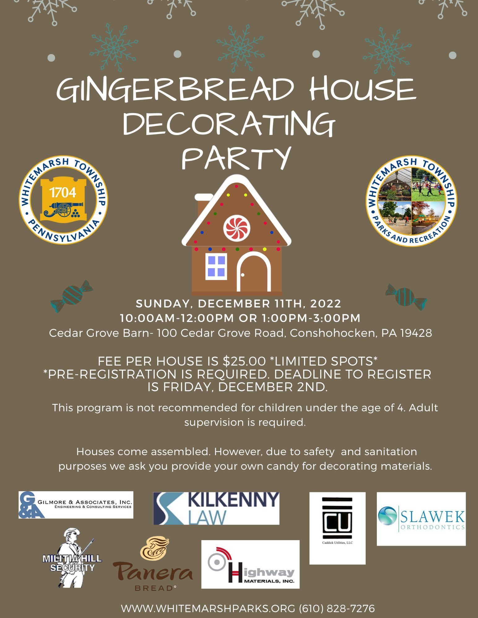 Gingerbread House Decorating Party event flyer